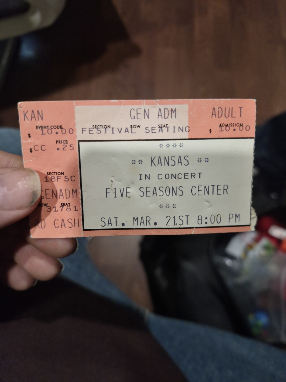 Vintage Ticket Stub From Kansas At The Five Seasons Center
